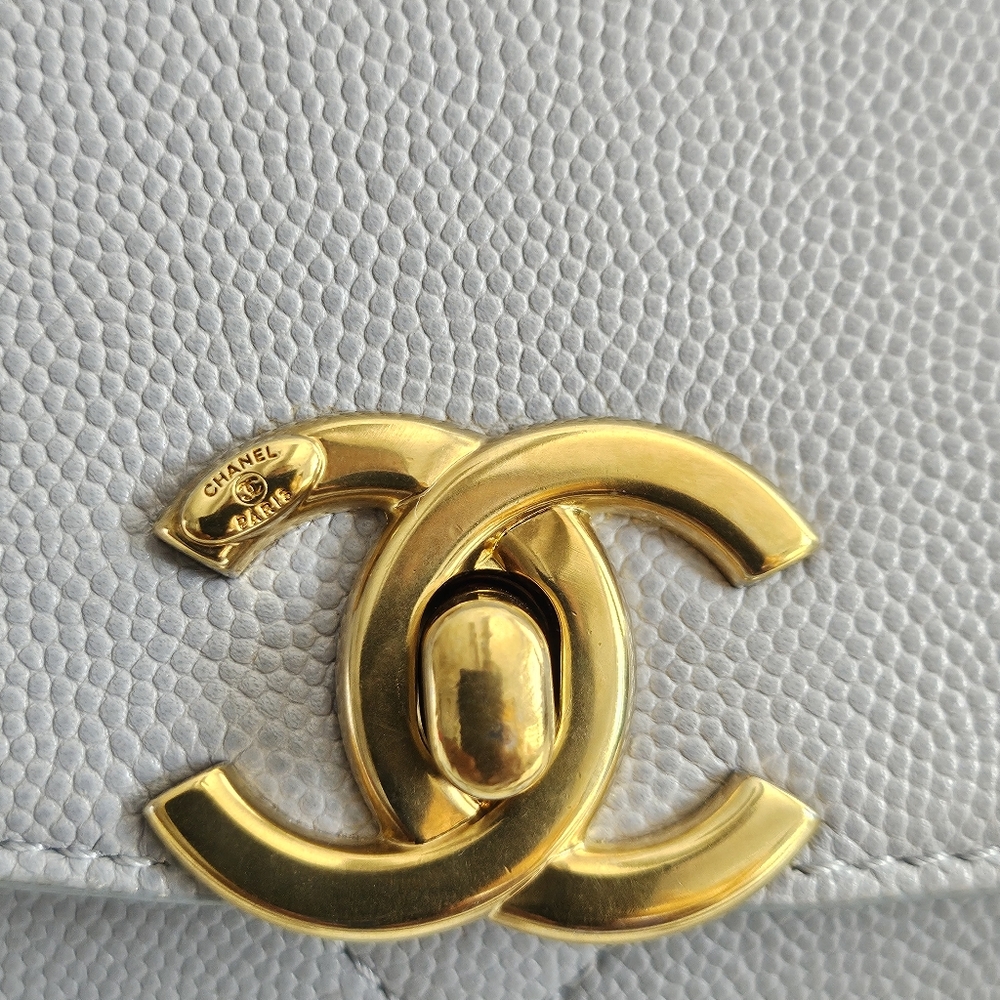 Chanel Gray Caviar Leather Top Handle Two-way Flap Bag - Picture 13 of 16